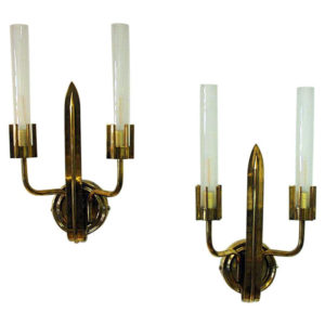Vintage Swedish Grace Brass wall lamp pair from the 1940s