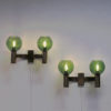Swedish brass and green glass pair of wall lamps 1960s