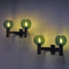 Swedish brass and green glass pair of wall lamps 1960s