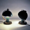Green metal table lamp pair by Erik Tidstrand for NK, Sweden 1930s