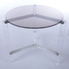 Vintage glass side table with rattan magazine rack, 1960s