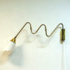 Scandinavian brass arm wall lamp with flower glass shade 1950s