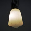Scandinavian brass arm wall lamp with flower glass shade 1950s