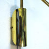 Scandinavian brass arm wall lamp with flower glass shade 1950s