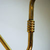 Scandinavian brass arm wall lamp with flower glass shade 1950s