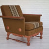 1970s, Danish design, set of armchairs, oak wood, wool, original condition