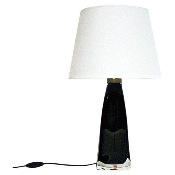 Black glass tablelamp RD1323 by Carl Fagerlund for Orrefors, Sweden 1960s