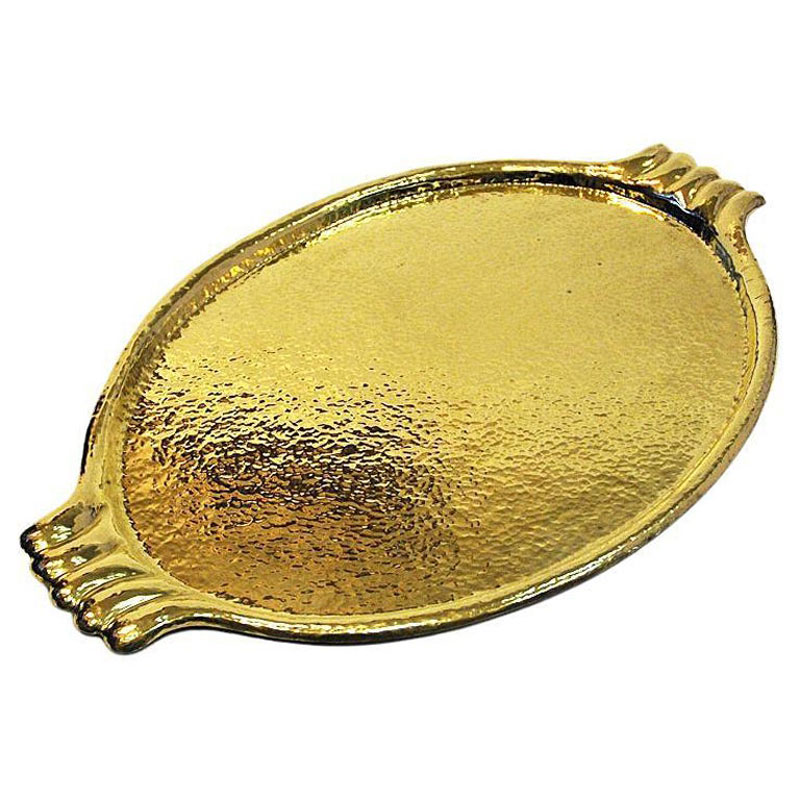 Large Swedish oval brass plate/tray with handles 1930-1940s