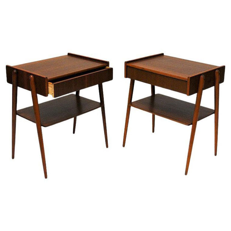 Midcentury mahogany night tables pair by Calström & Co – Sweden 1960s