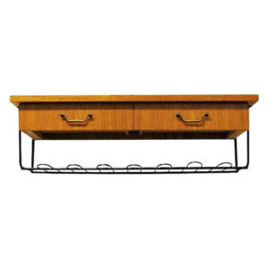 Vintage teak wall shelf with two drawers - Sweden 1950s