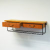 Vintage teak wall shelf with two drawers - Sweden 1950s