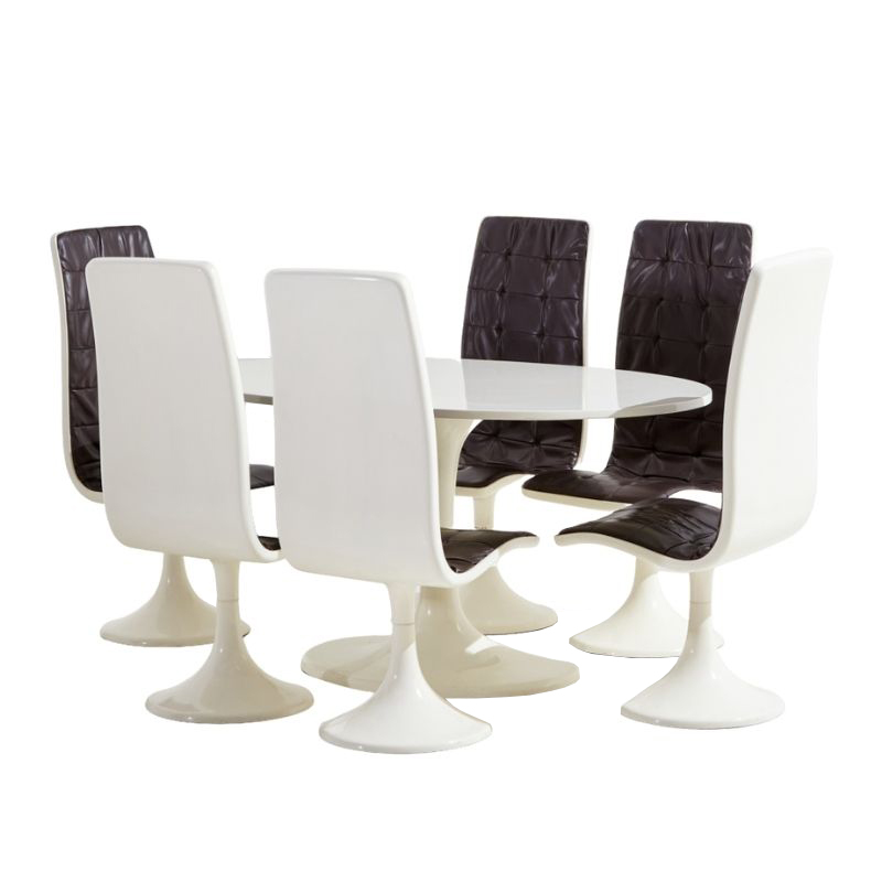 Fiberglass and imitation leather dining set by Ghyczy Péter