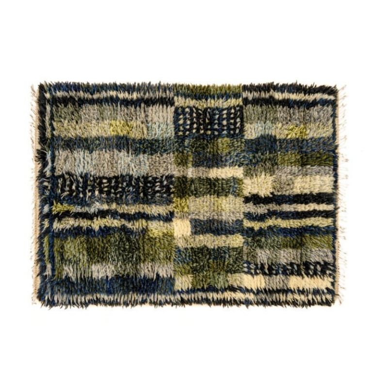 Scandinavian 20th century modern rya rug by Viveca Nygren. 110 x 83 cm (43 x 33 in)