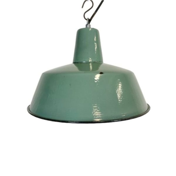 Industrial Green Enamel Pendant Lamp, 1960s