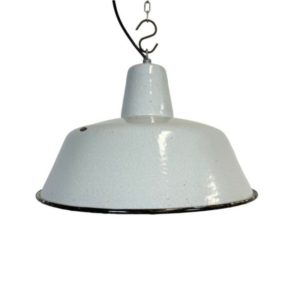 Industrial White Enamel Pendant Lamp, 1960s