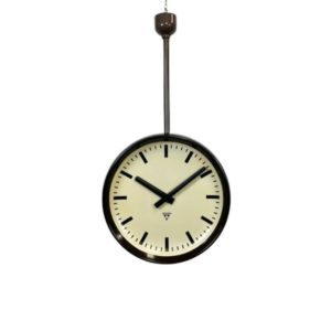 Large Industrial Bakelite Double Sided Factory Clock from Pragotron, 1950s