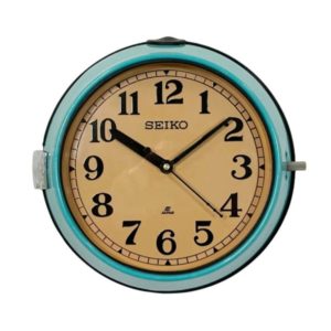 Vintage Turquoise Seiko Navy Wall Clock, 1970s