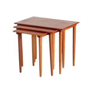 Set of three restored teak nesting tables