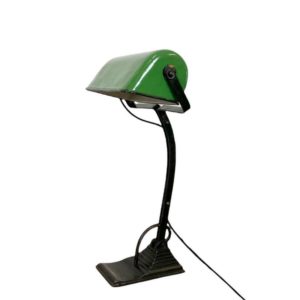 Green Enamel Bank Lamp, 1930s