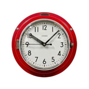 Vintage Red Citizen Navy Wall Clock, 1970s
