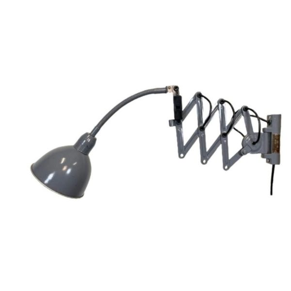 Grey Industrial Scissor Wall Lamp from Elektroinstala, 1960s