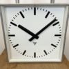Large Square Industrial Double-Sided Factory Clock from Pragotron, 1960s Large Square Industrial Double-Sided Factory Clock from Pragotron, 1960s