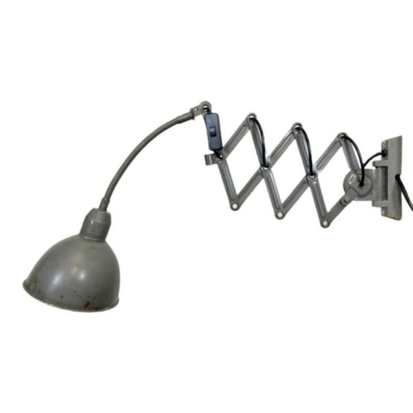 Grey Industrial Scissor Wall Lamp from Elektroinstala, 1960s