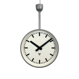 Large Industrial Double Sided Railway or Factory Clock from Pragotron, 1960s