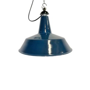 Industrial Blue Enamel Factory Pendant Lamp, 1960s