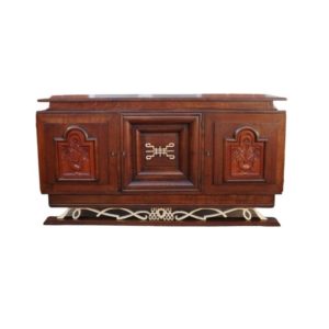 Neoclassical oak sideboard in the Raymond Subes art deco 1940's brutalist style