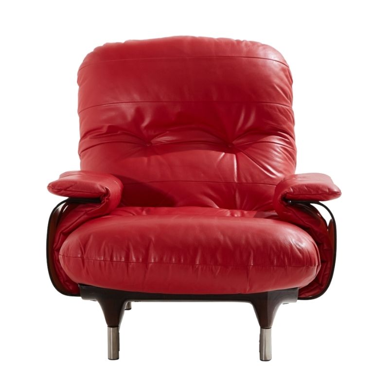 Marsala red leather armchair by Michel Ducaroy for Ligne Roset
