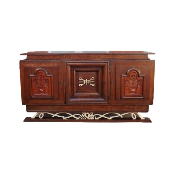 Neoclassical oak sideboard in the Raymond Subes art deco 1940's brutalist style Neoclassical oak sideboard in the Raymond Subes art deco 1940's brutalist style