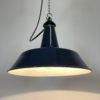 Industrial Blue Enamel Factory Pendant Lamp, 1960s Industrial Blue Enamel Factory Pendant Lamp, 1960s