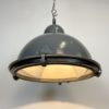 Grey Industrial Pendant Lamp with Clear Glass Cover, 1970s