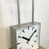 Large Square Industrial Double-Sided Factory Clock from Pragotron, 1960s Large Square Industrial Double-Sided Factory Clock from Pragotron, 1960s