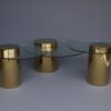 Polished Brass and Glass Low Tables. 2000s. Set of 3