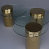Polished Brass and Glass Low Tables. 2000s. Set of 3