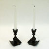 Swedish rustic bronze candleholder pair by Sune Bäckström 1930s