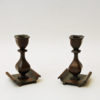 Swedish rustic bronze candleholder pair by Sune Bäckström 1930s
