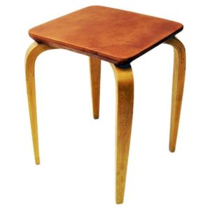 Midcentury Cognac leather top stool by G A Berg 1940s Sweden