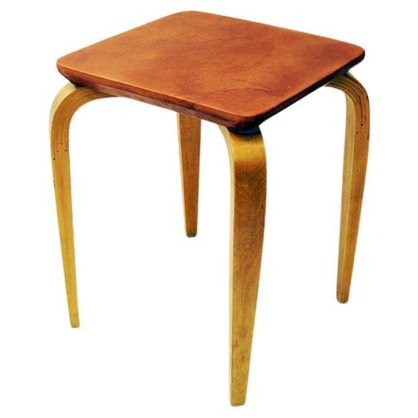 Midcentury Cognac leather top stool by G A Berg 1940s Sweden Midcentury Cognac leather top stool by G A Berg 1940s Sweden