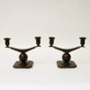 Swedish rustic pair of bronze candelabras by Sune Bäckström 1930s Swedish rustic pair of bronze candelabras by Sune Bäckström 1930s