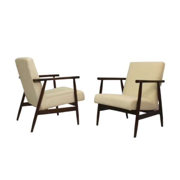 Pair of armchairs Henryk Lis 300-190 years 1970 bouclette fabric.