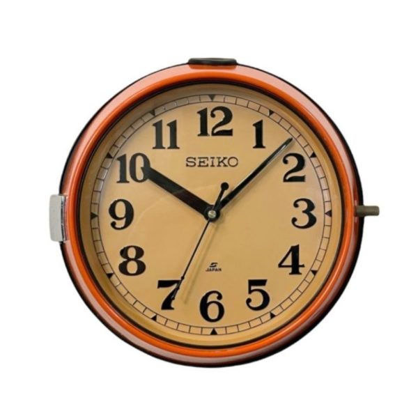 Vintage Orange Seiko Navy Wall Clock, 1970s