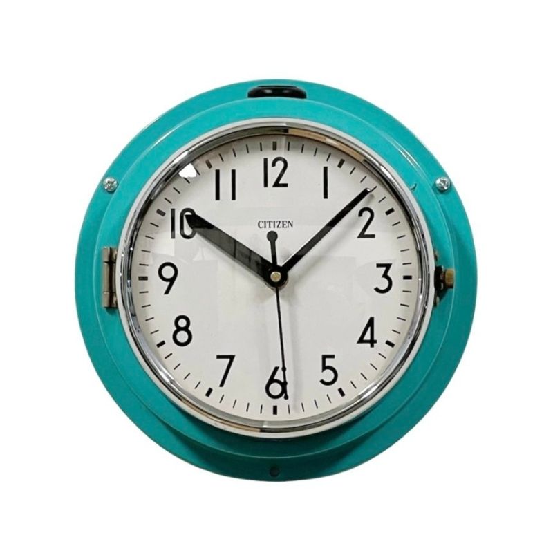 Vintage Turquoise Citizen Navy Wall Clock, 1970s