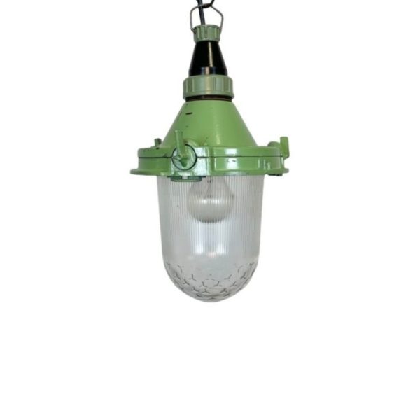 Green Industrial Soviet Pendant Lamp, 1960s