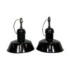 Pair of Black Enamel Industrial Pendant Lamps from AEG, 1930s