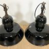 Pair of Black Enamel Industrial Pendant Lamps from AEG, 1930s