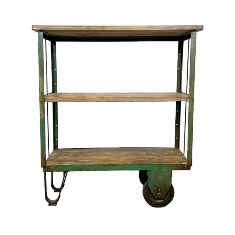 Green Industrial Shelf with Wheels, 1960s