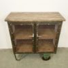 Industrial Iron Cabinet with Mesh Doors on Wheels, 1960s Industrial Iron Cabinet with Mesh Doors on Wheels, 1960s